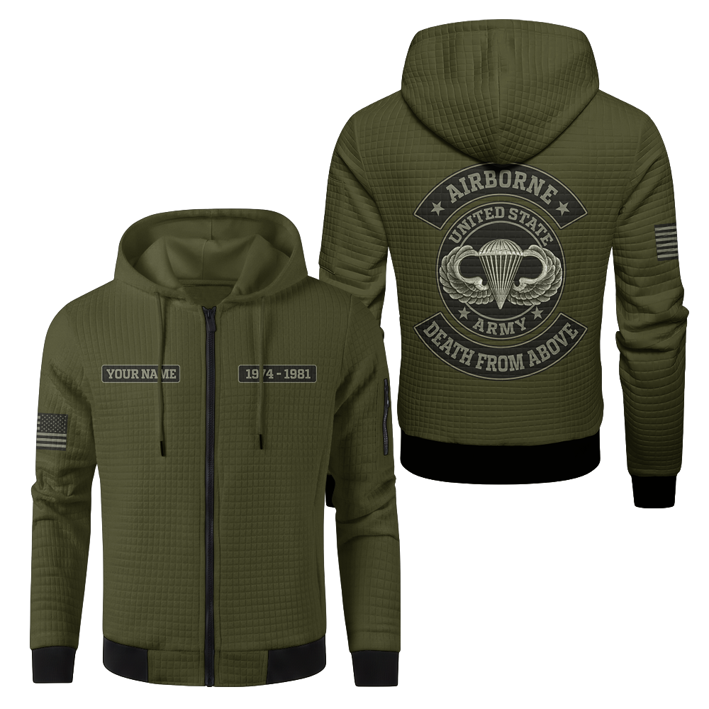 Personalizable Airborne Death From Above Waffle Hooded Jacket