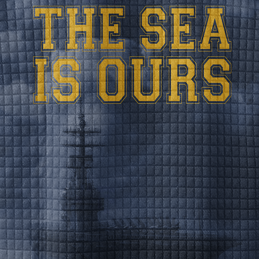 Personalizable Navy The Sea Is Ours Waffle Stand Collar Sweatshirt