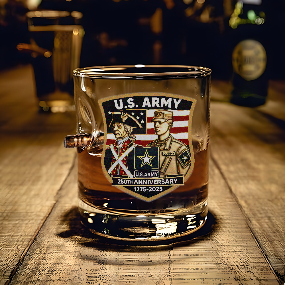 Army 250th Anniversary Bullet Whiskey Glass