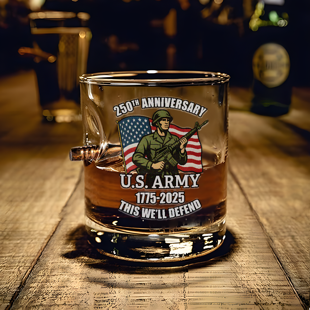 Army 250th Anniversary Bullet Whiskey Glass