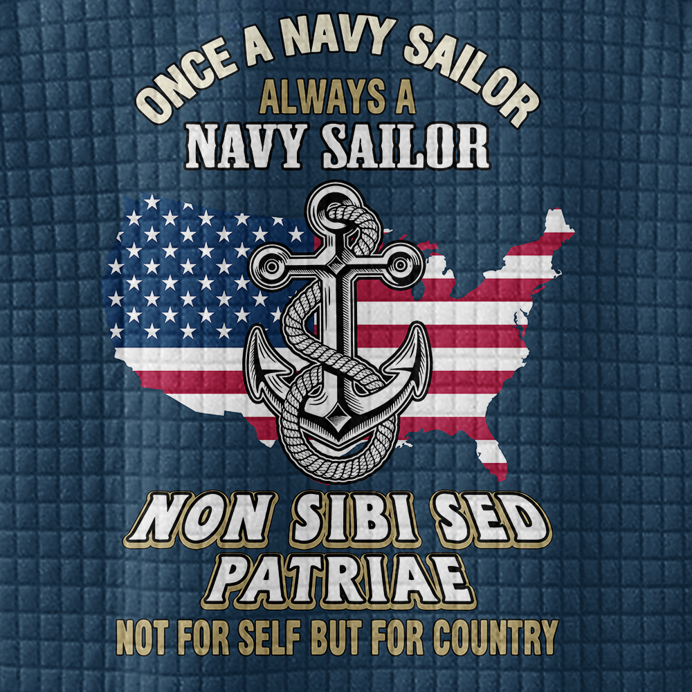 Always A Navy Sailor Waffle Stand Collar Sweatshirt