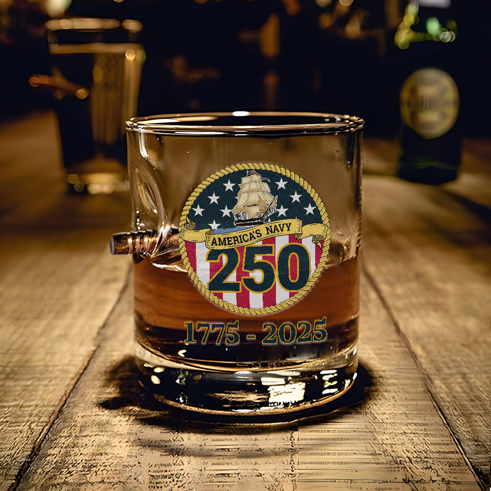 Navy 250th Anniversary Bullet Whiskey Glass