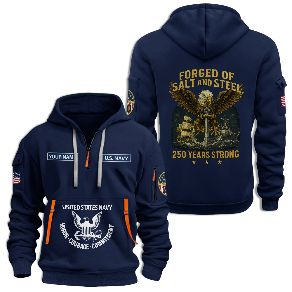 Personalizable Navy 250th Anniversary Quarter Zip Hoodie