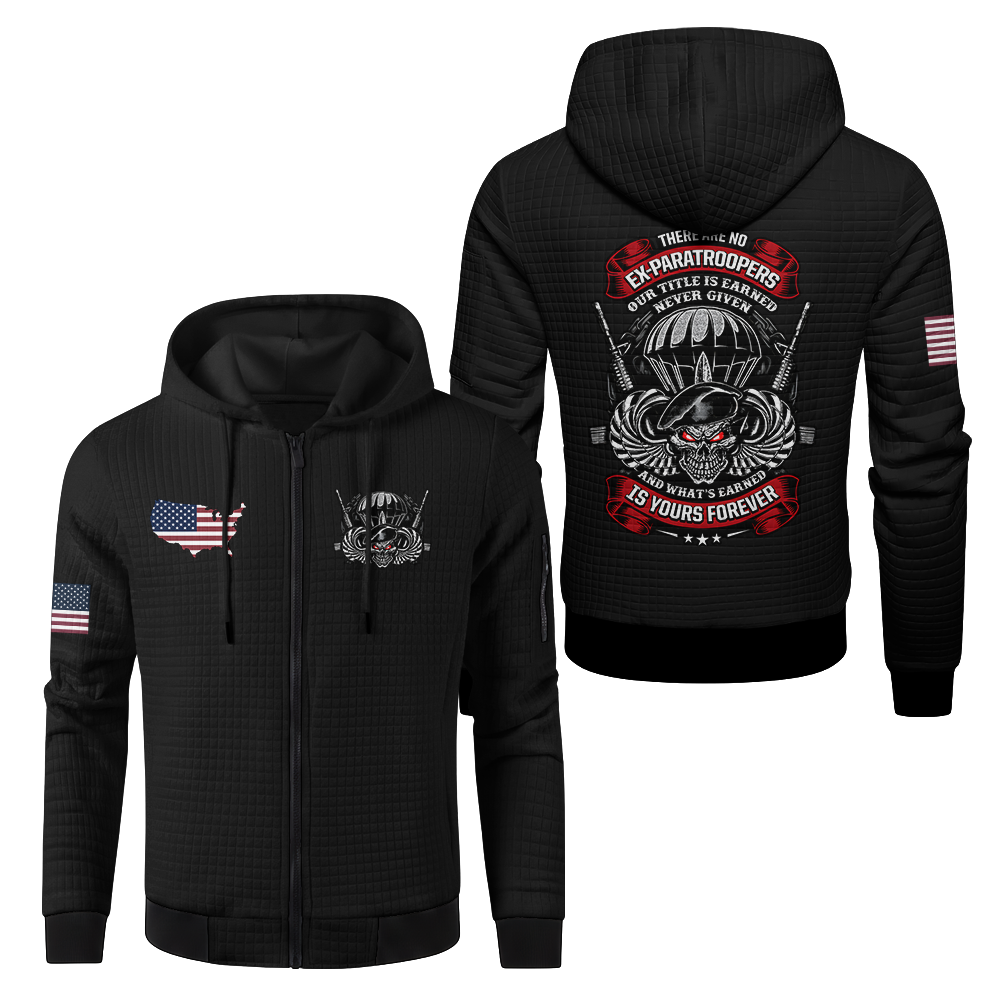 Airborne There Are No Ex-Paratroopers Waffle Hooded Jacket