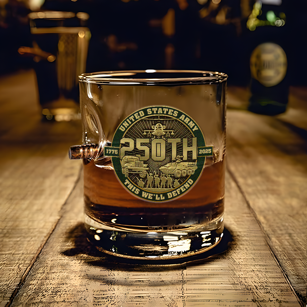 Army 250th Anniversary Bullet Whiskey Glass
