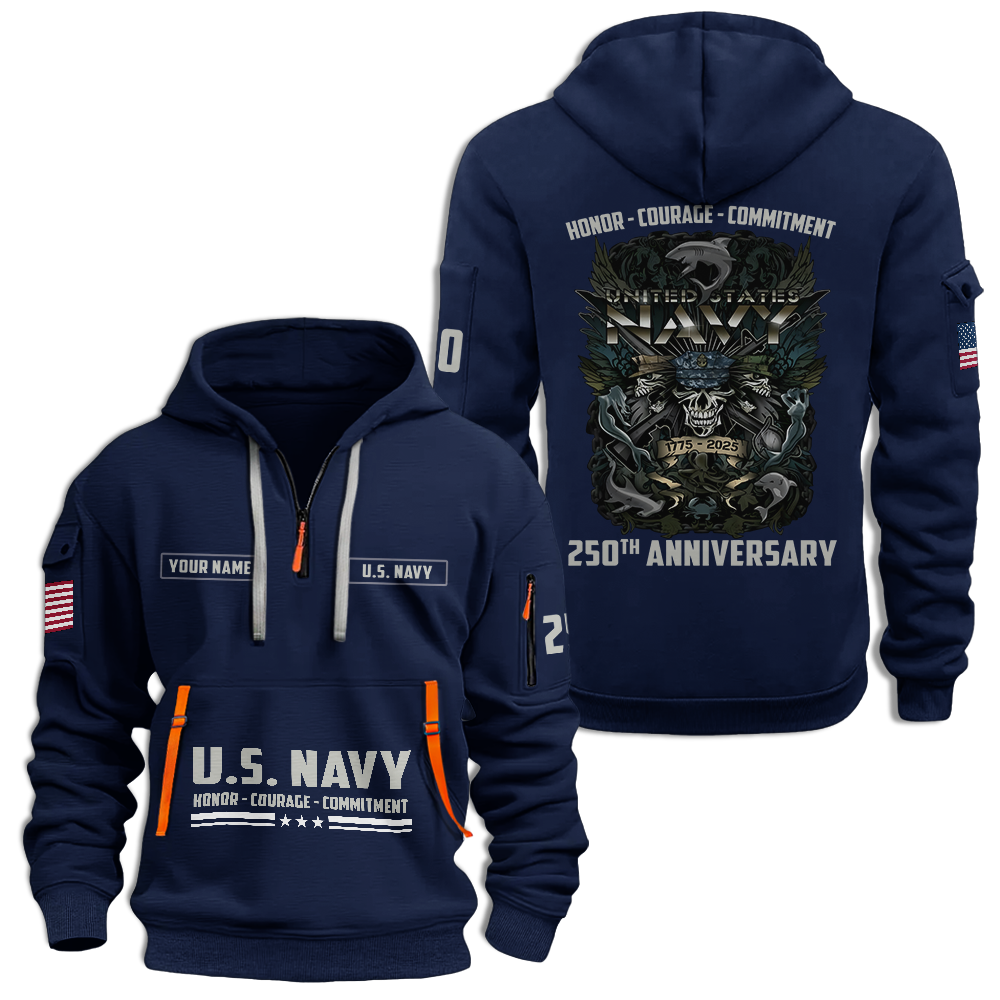 Navy 250th Anniversary Quarter Zip Hoodie