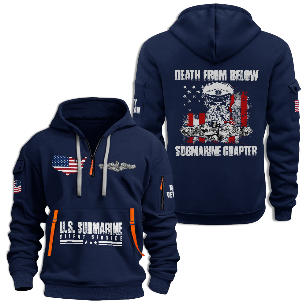 Navy Submarine Quarter Zip Hoodie