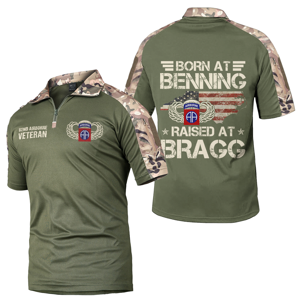 Born At Benning Raised At Bragg Tactical Polo Shirt