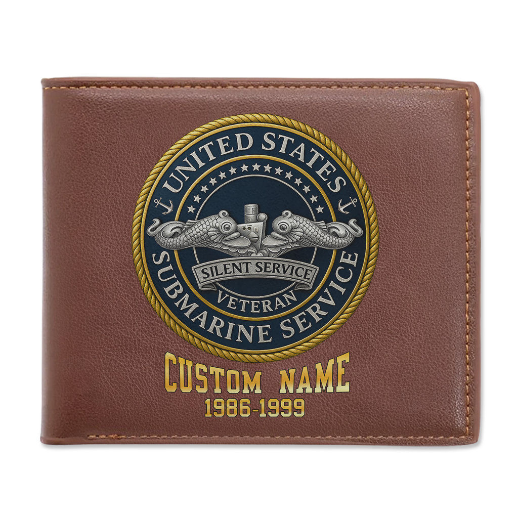 Personalizable Submarine Force Silent Service Leather Wallet