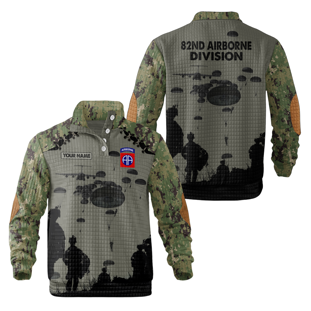 Personalizable 82nd Airborne Division Waffle Stand Collar Sweatshirt