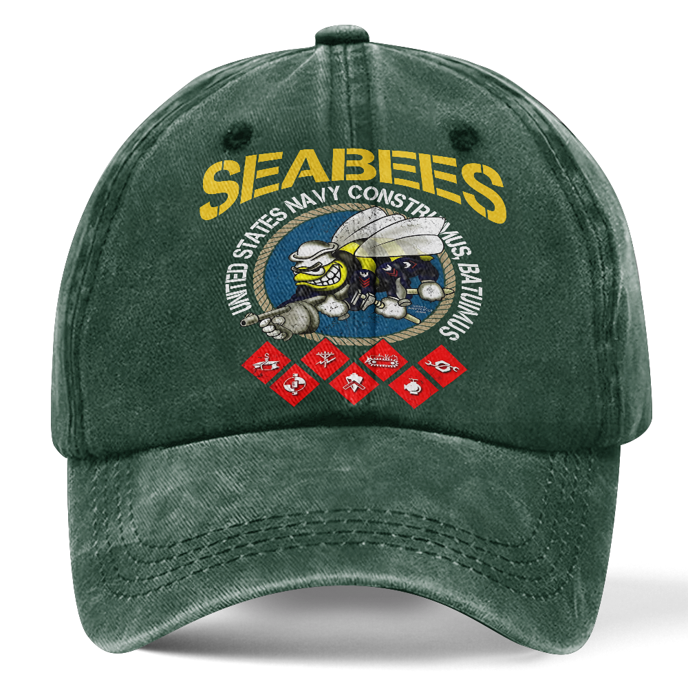 Personalizable Navy Seabee Washed Cap