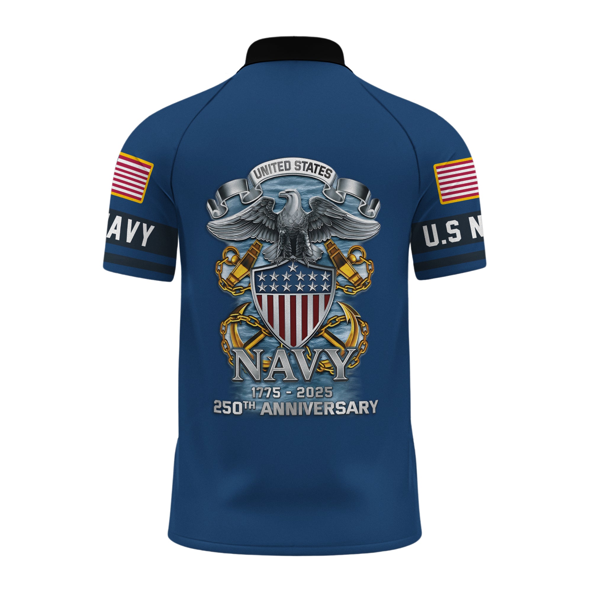 Navy 250th Anniversary Raglan Zip Polo Shirt