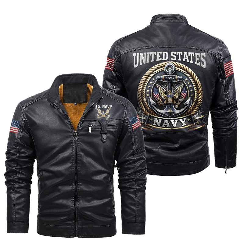 Navy Leather Jacket