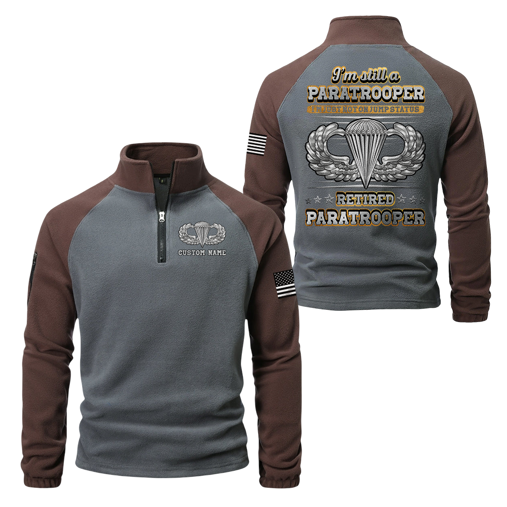 Personalizable Retired Paratrooper Half-Zip Raglan Sweatshirt