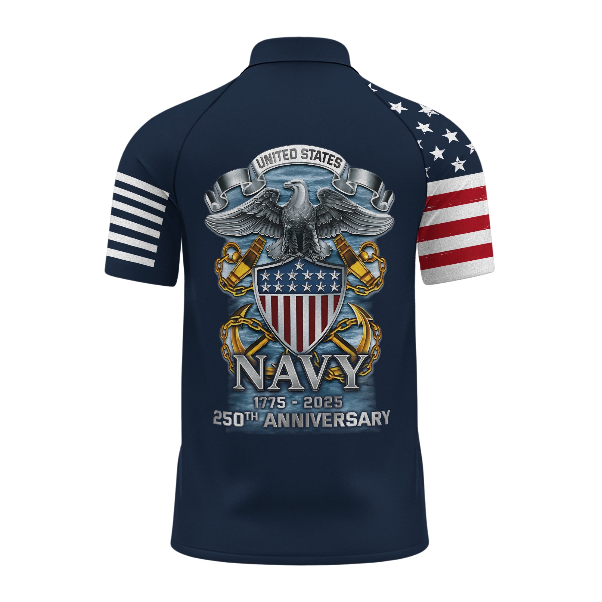 Navy 250th Anniversary Raglan Zip Polo Shirt