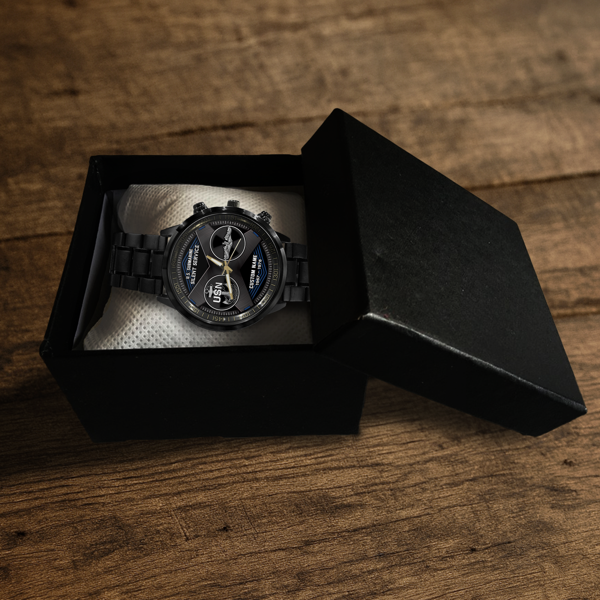Personalizable Navy Submarine Stainless Steel Watch