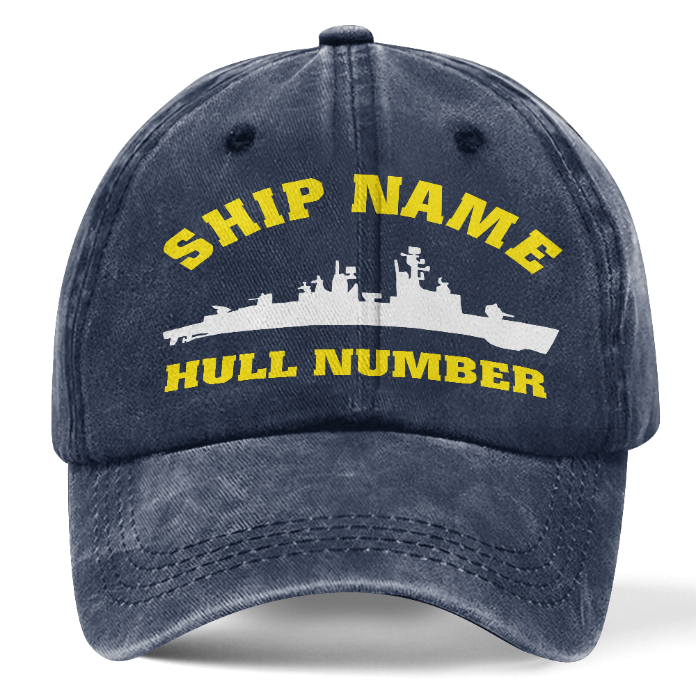Personalized Navy Ship Name Washed Cap