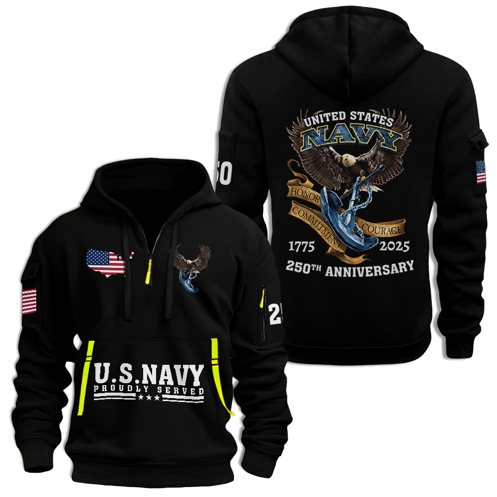 Navy 250th Anniversary Quarter Zip Hoodie