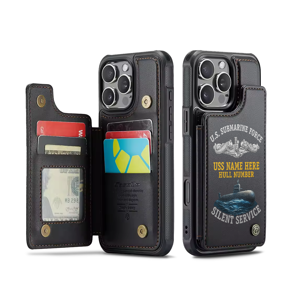Personalizable Navy Submarine Silent Service Wallet Phone Case