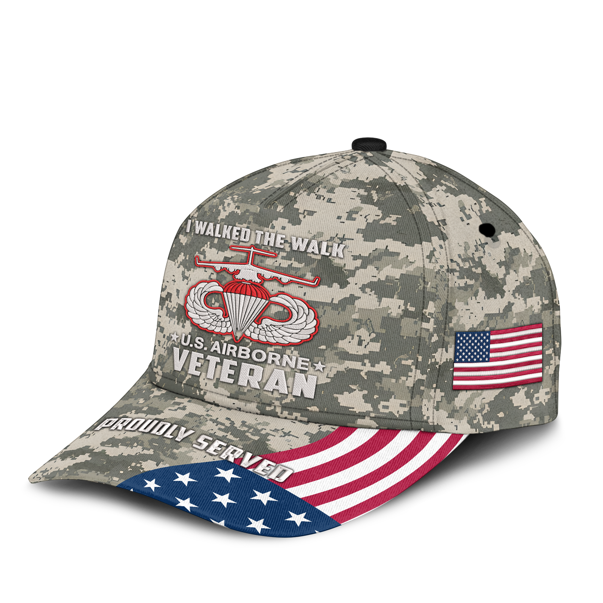 I Walked The Walk Airborne Veteran Embroidered & Printed Cap