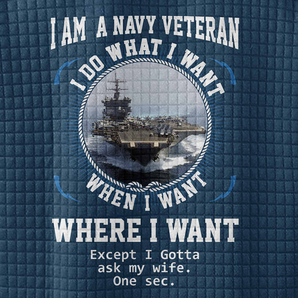 Personalizable I Am a Navy Veteran Waffle Stand Collar Sweatshirt