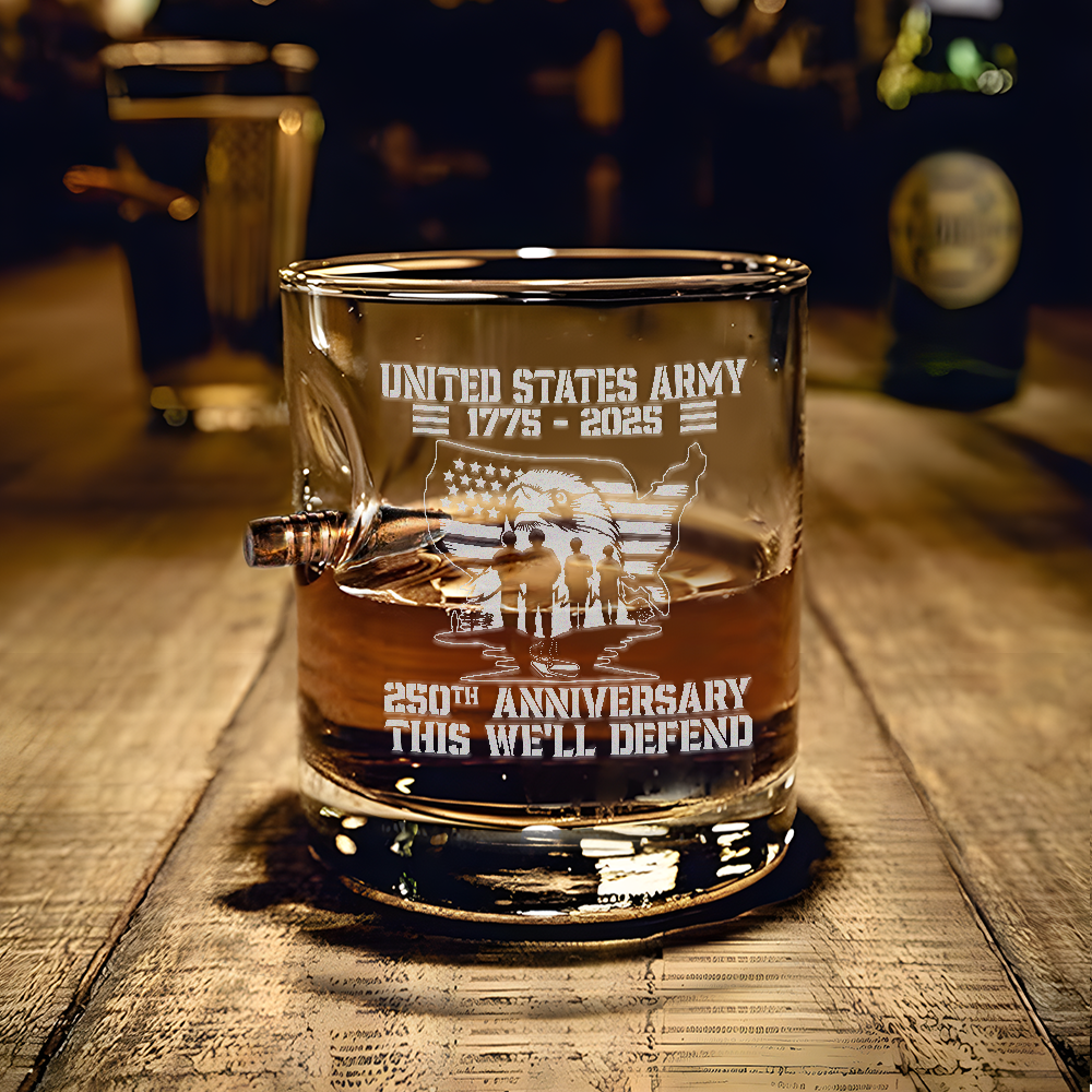 Army 250th Anniversary Bullet Whiskey Glass