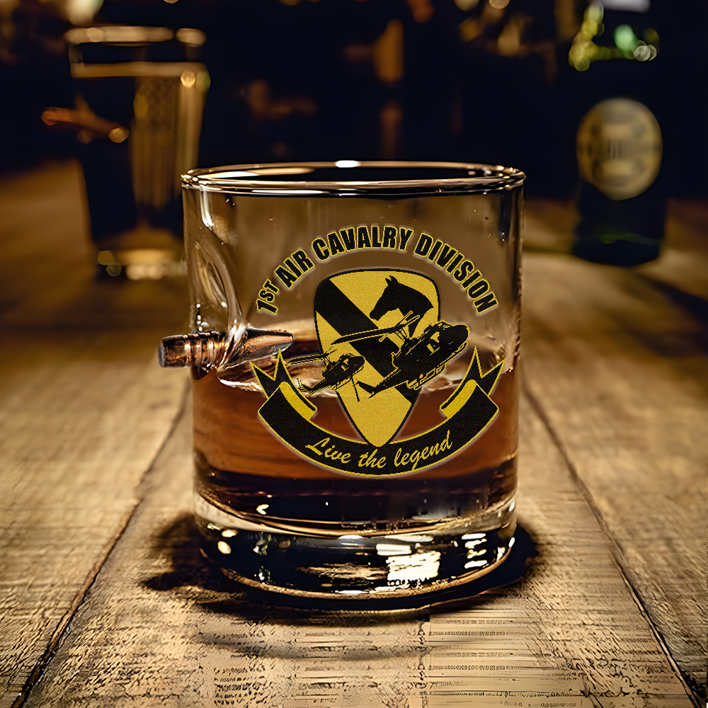 1st Air Cavalry Division Live The Legend Bullet Whiskey Glass