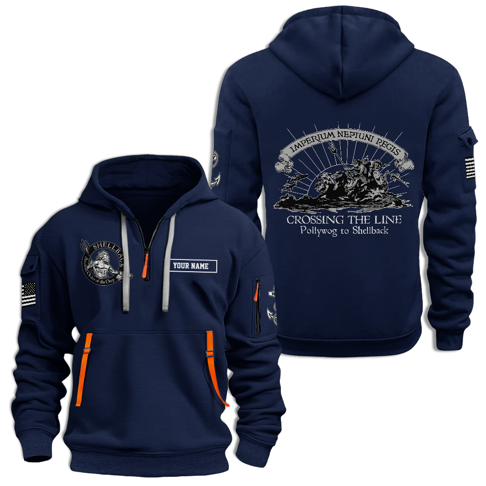 Personalizable Shellback Crossing The Line Quarter Zip Hoodie
