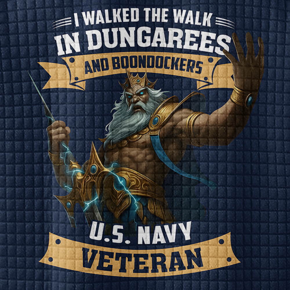 Personalizable Navy I Walked The Walk Waffle Stand Collar Sweatshirt