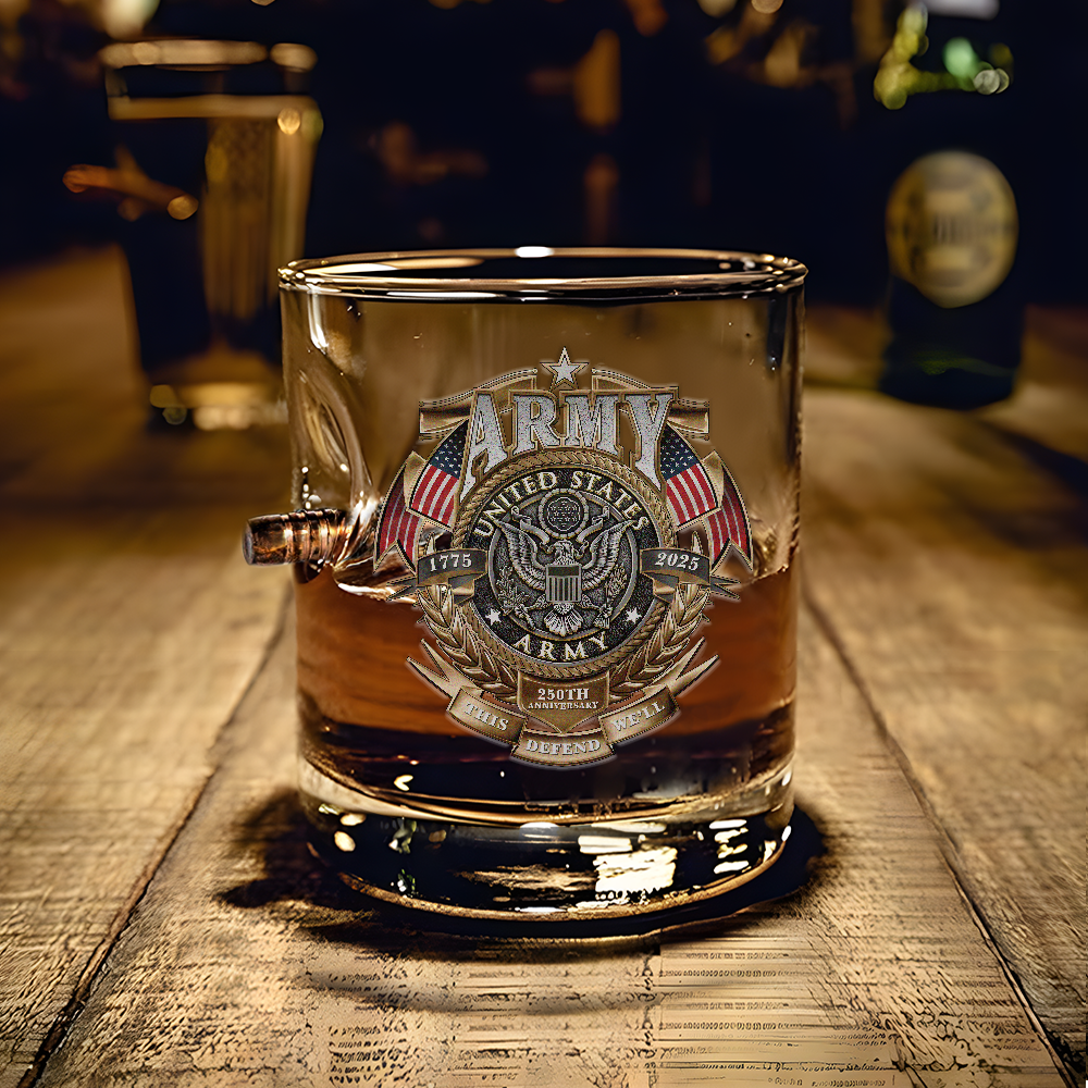 Army 250th Anniversary Bullet Whiskey Glass