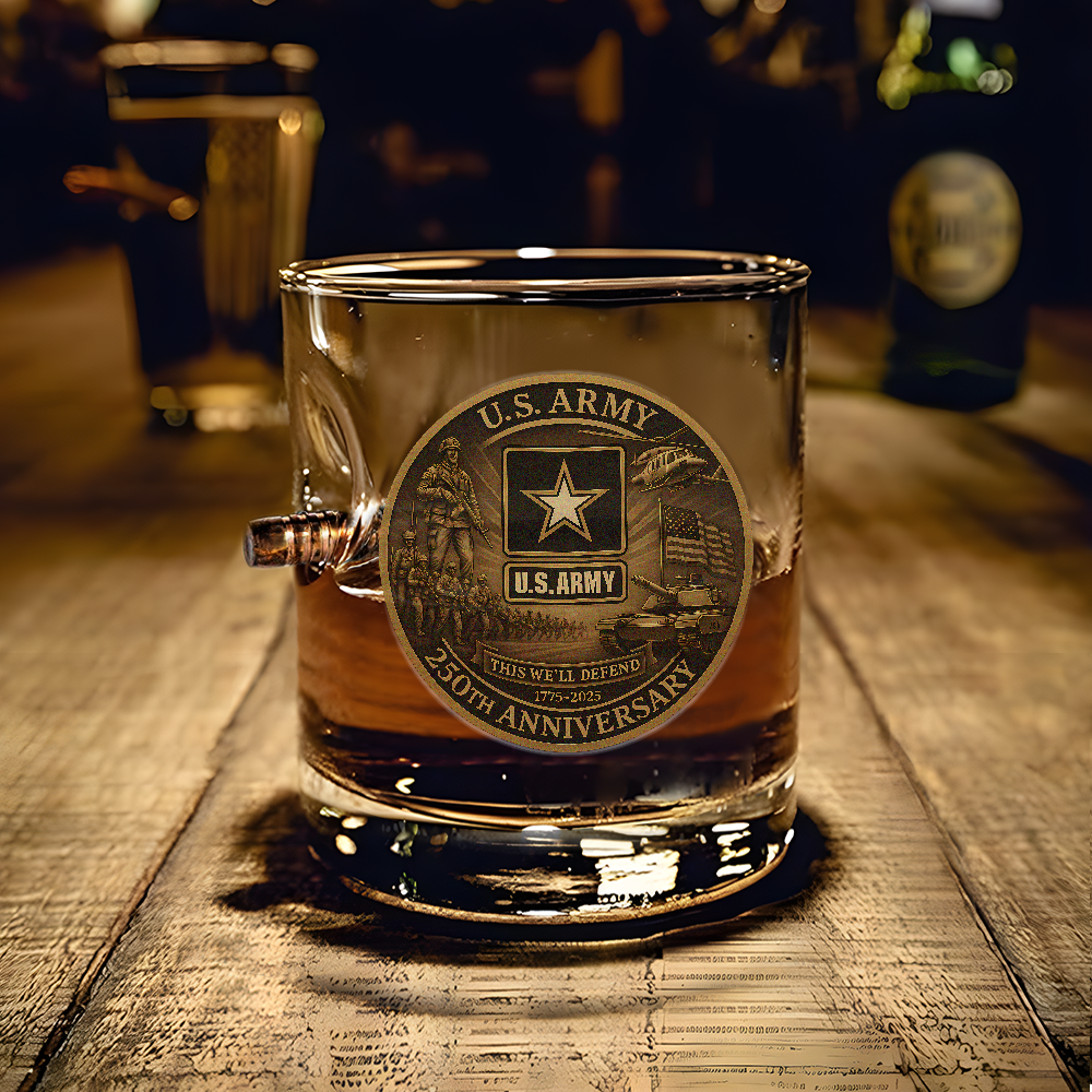 Army 250th Anniversary Bullet Whiskey Glass
