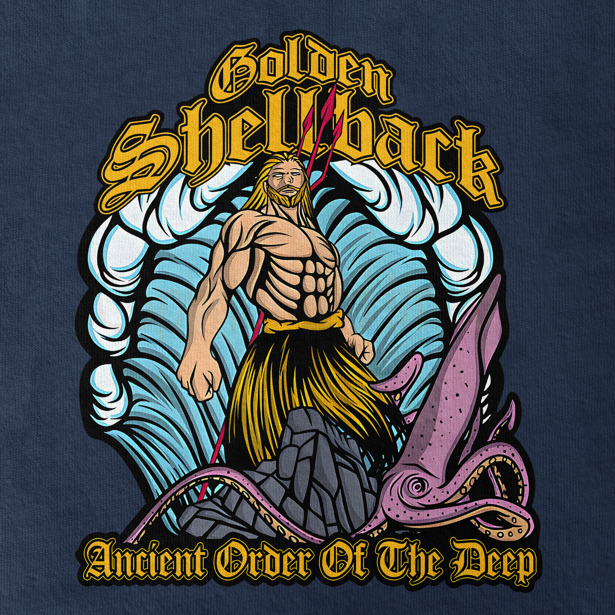 Golden Shellback Ancient Order Of The Deep Double Sided Pocket T-shirt