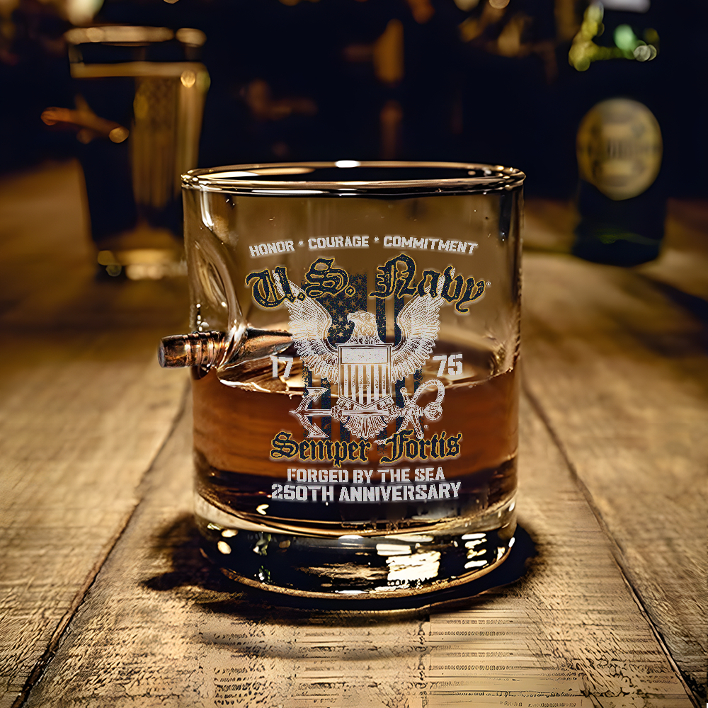Navy 250th Anniversary Bullet Whiskey Glass