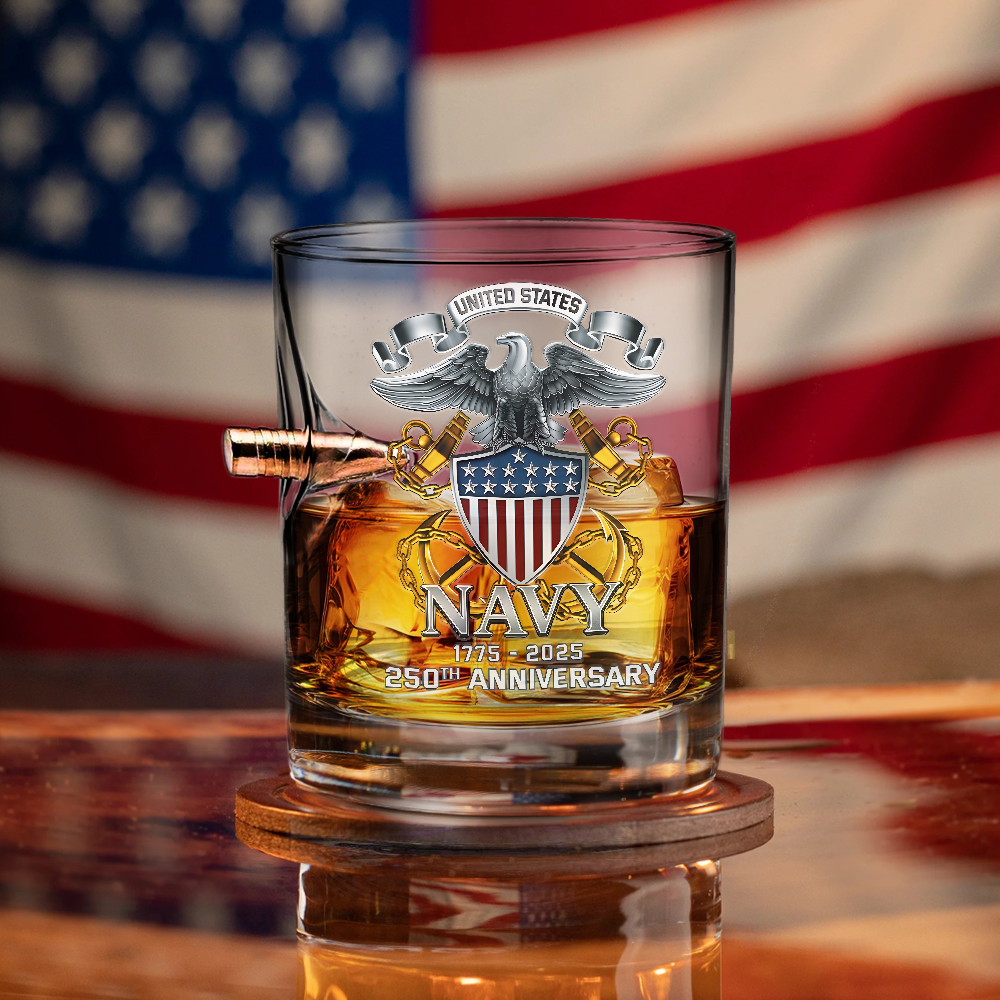 Navy 250th Anniversary Bullet Whiskey Glass