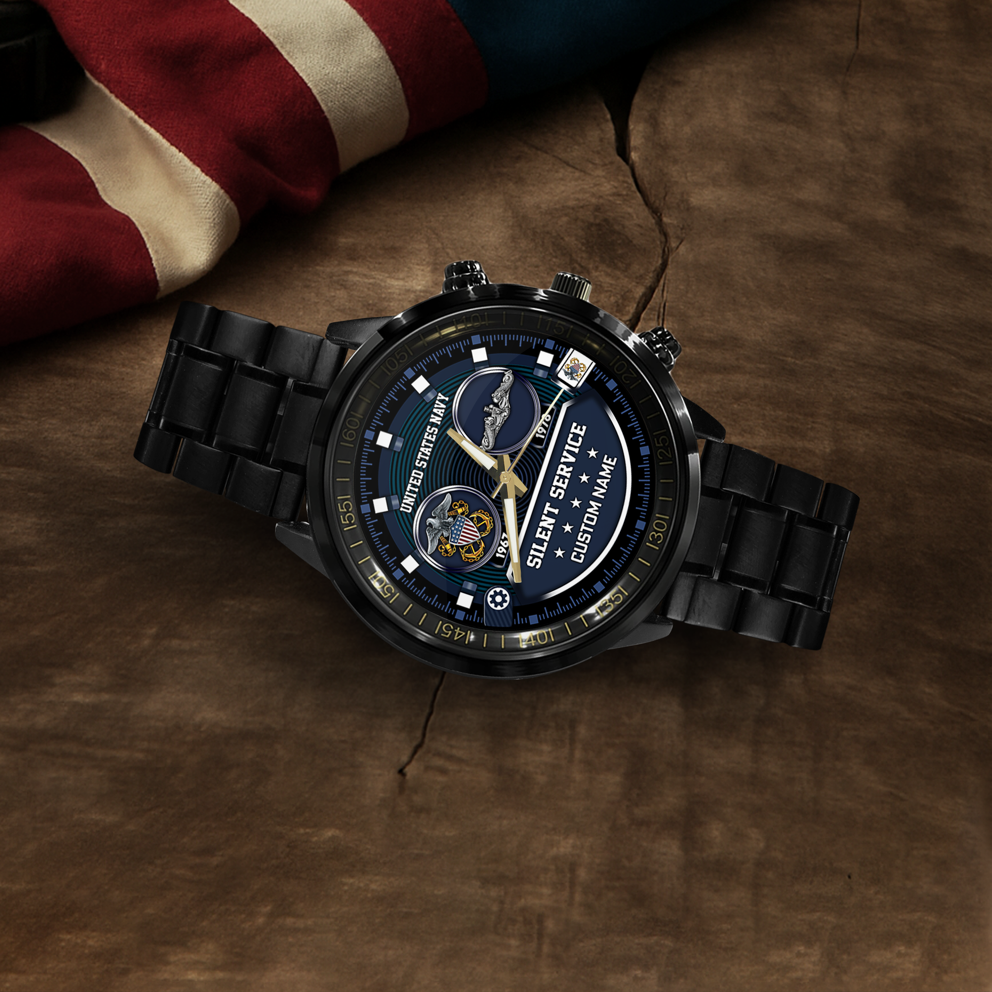 Personalizable Navy Submarine Stainless Steel Watch