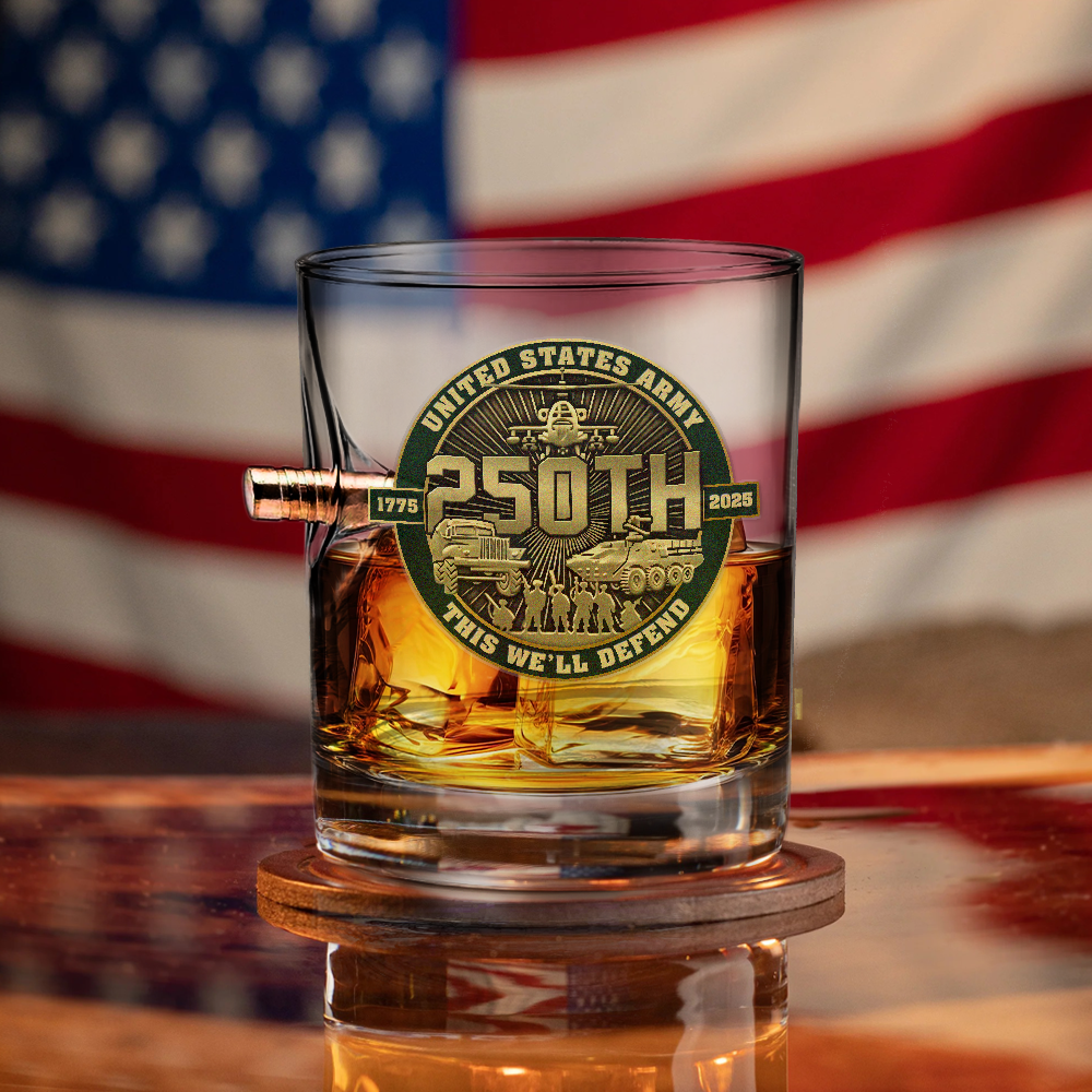 Army 250th Anniversary Bullet Whiskey Glass