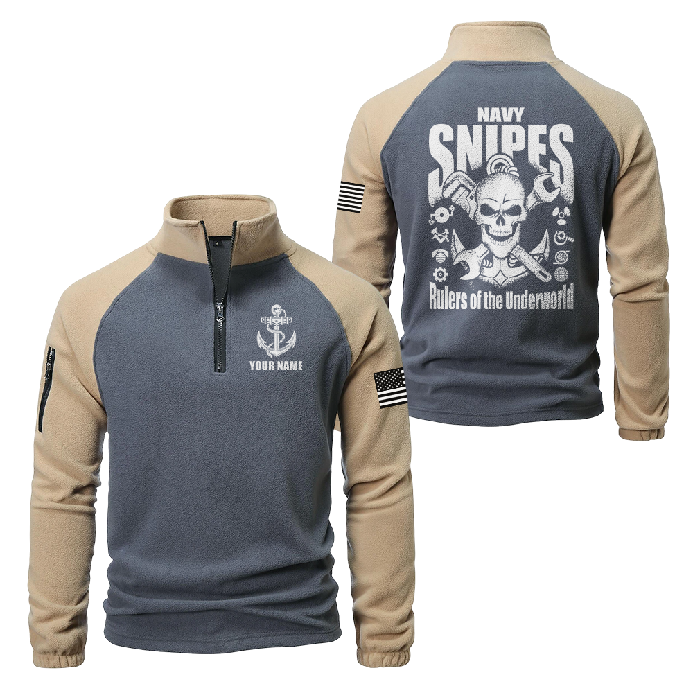 Personalizable Navy Snipes Half-Zip Raglan Sweatshirt