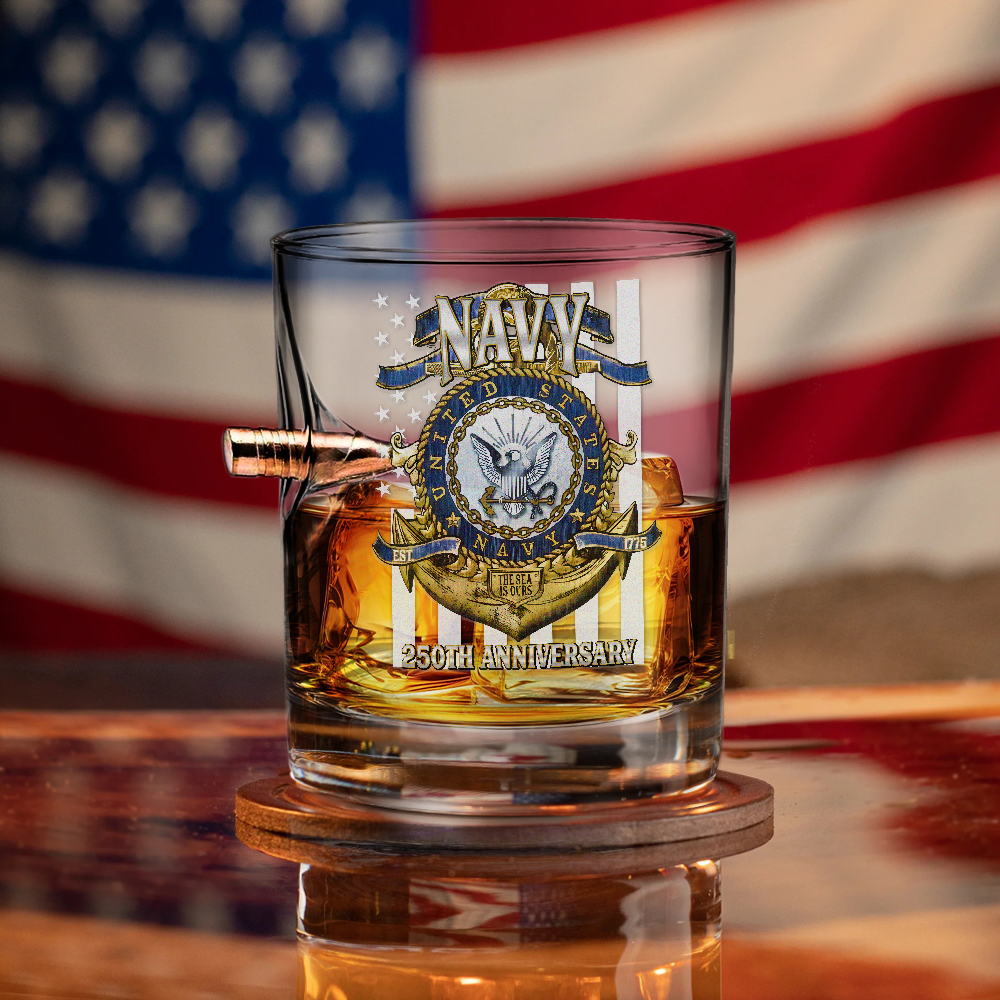 Navy 250th Anniversary Bullet Whiskey Glass