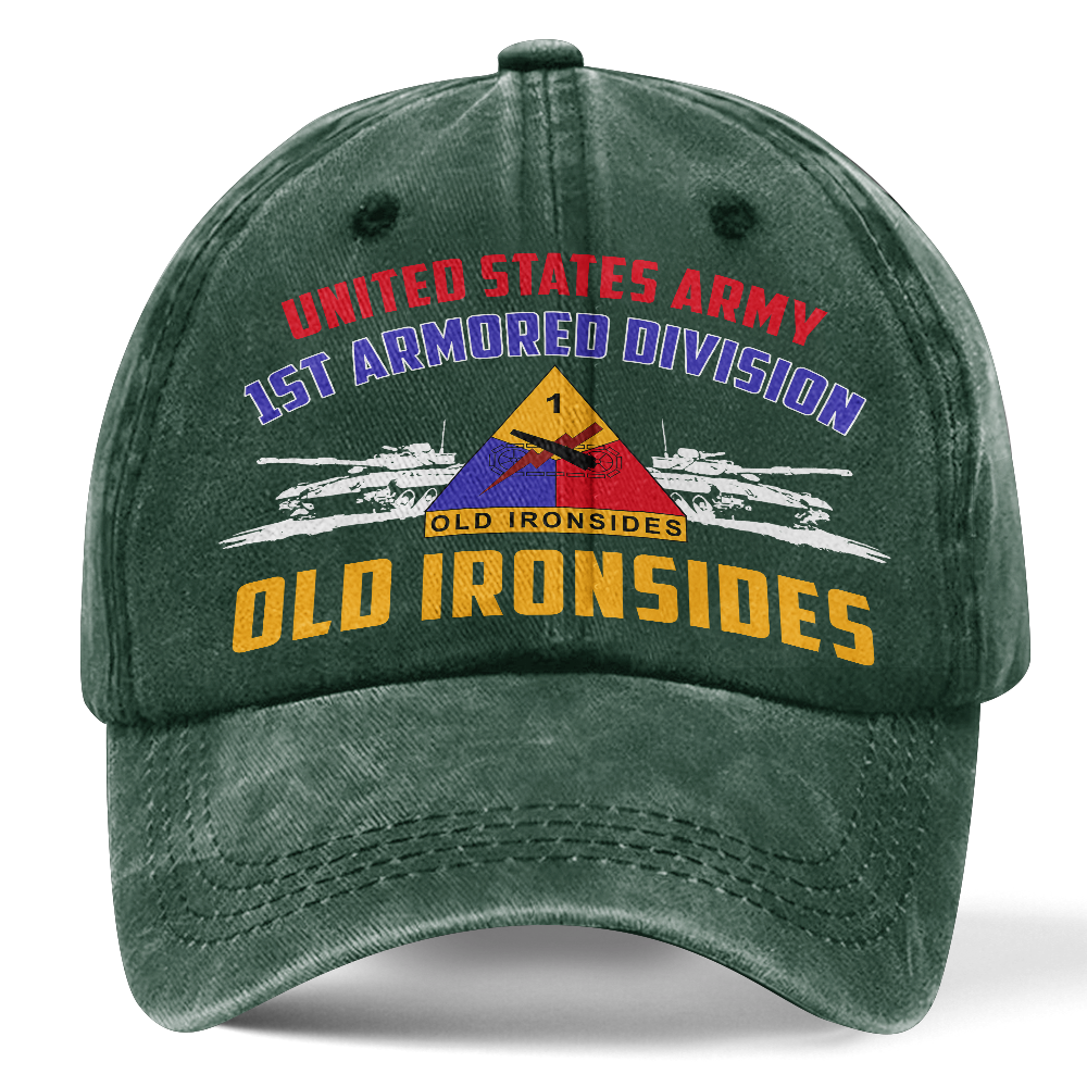 Personalizable Army 1st Armored Division Washed Cap