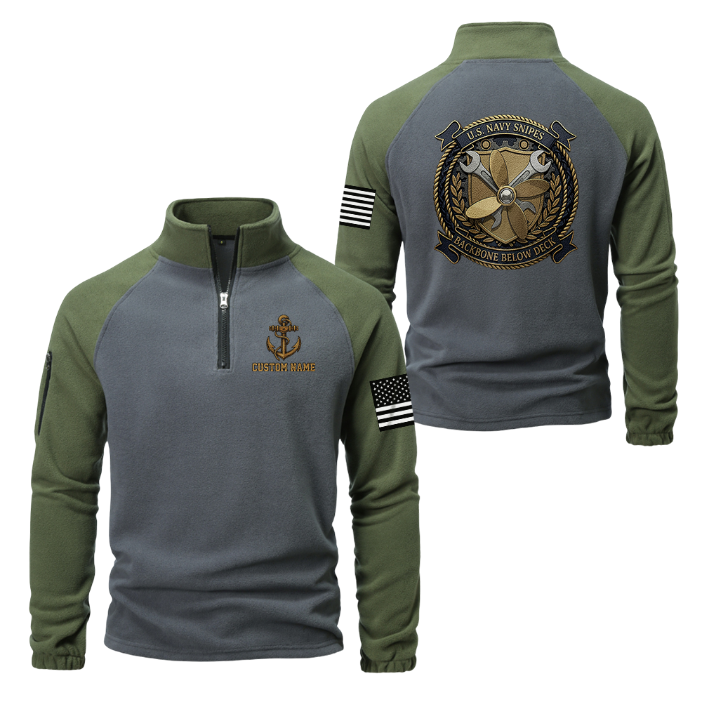 Personalizable Navy Snipes Half-Zip Raglan Sweatshirt