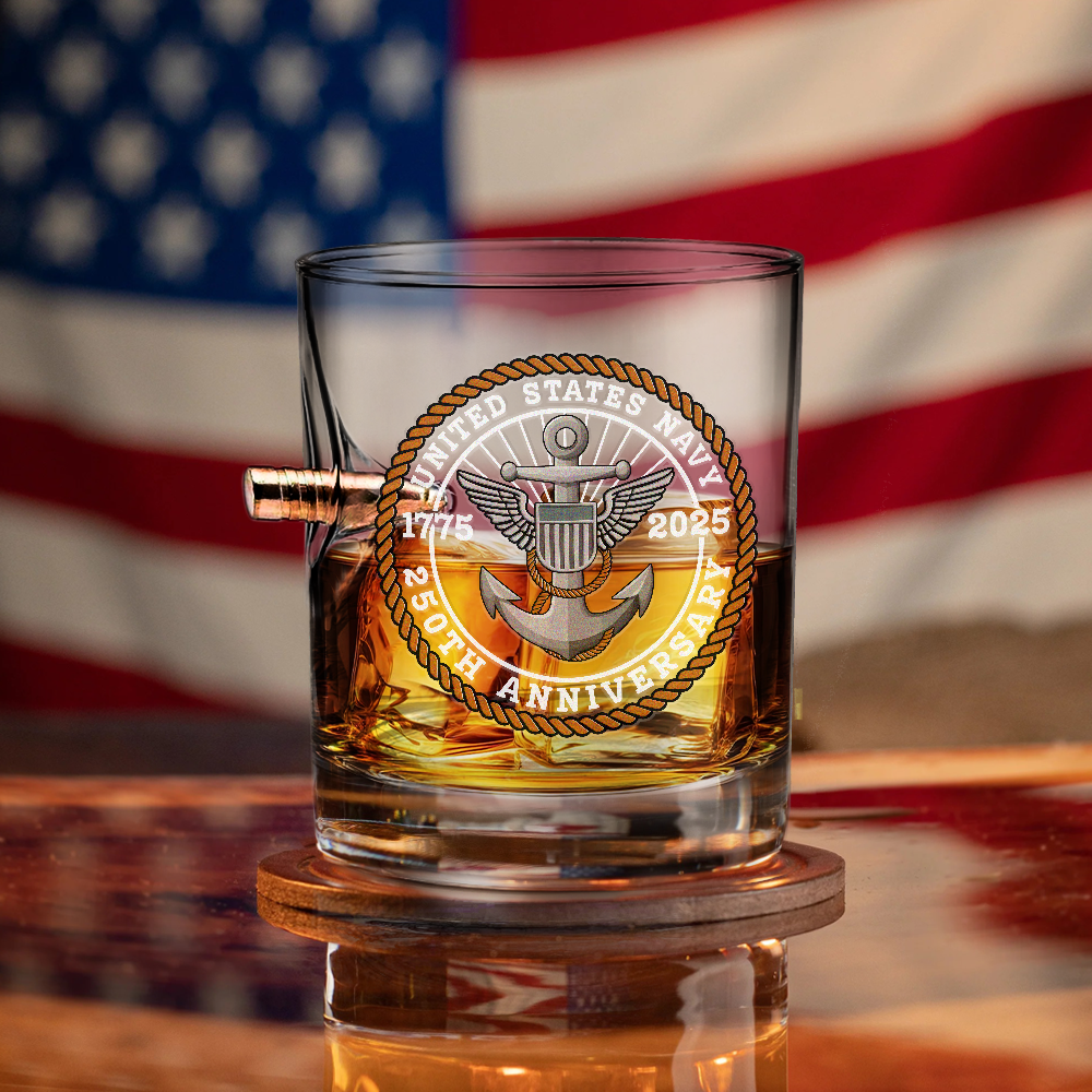 Navy 250th Anniversary Bullet Whiskey Glass