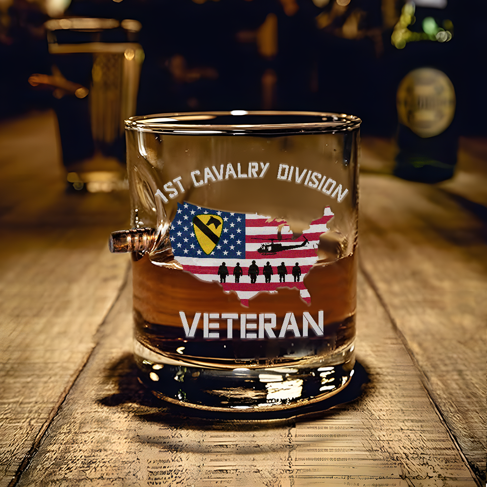 1st Cavalry Division Veteran Bullet Whiskey Glass
