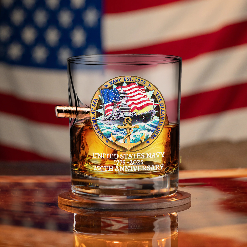 Navy 250th Anniversary Bullet Whiskey Glass