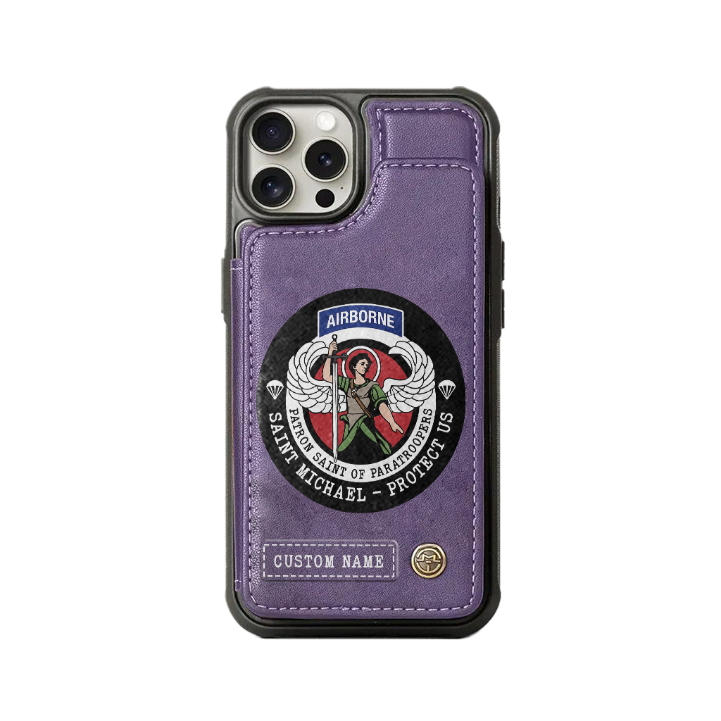 Personalizable Saint Michael Patron Of Paratroopers Wallet Phone Case