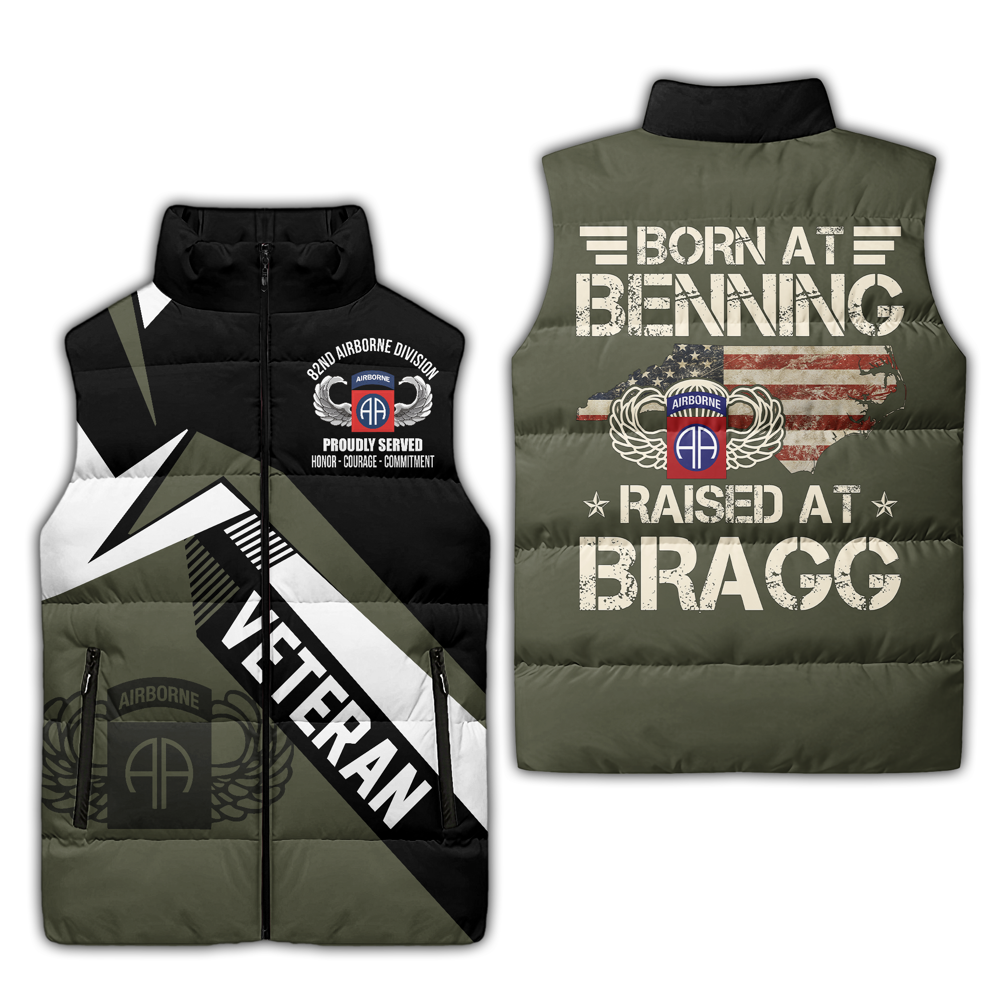 82nd Airborne Born At Benning Puffer Vest