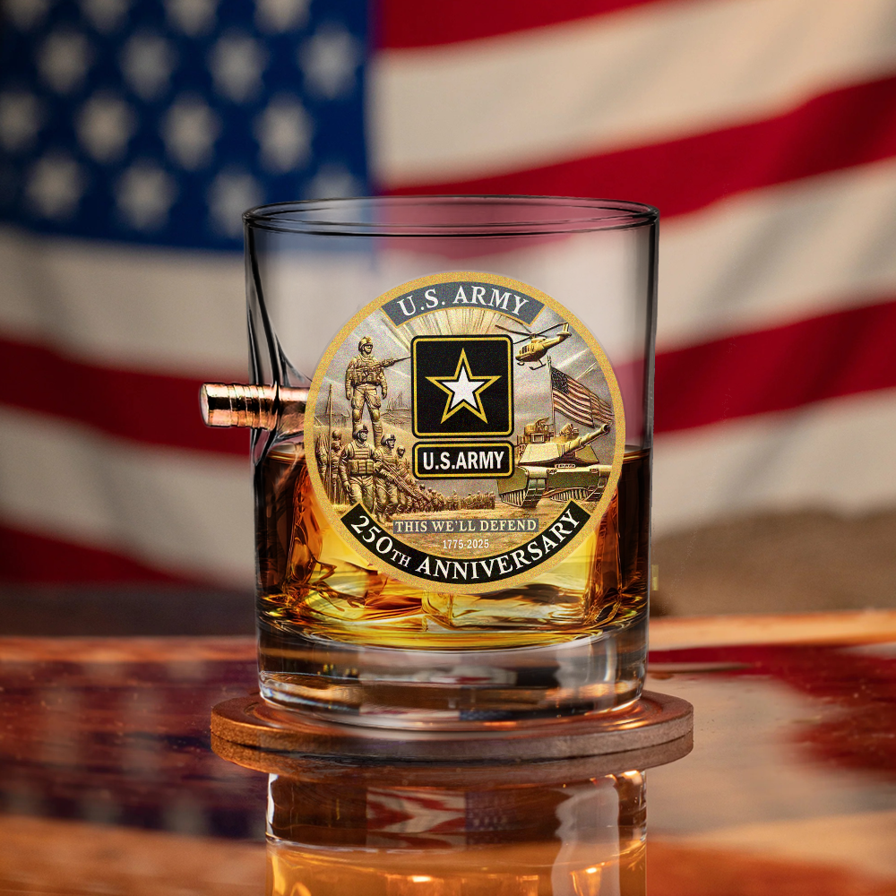 Army 250th Anniversary Bullet Whiskey Glass