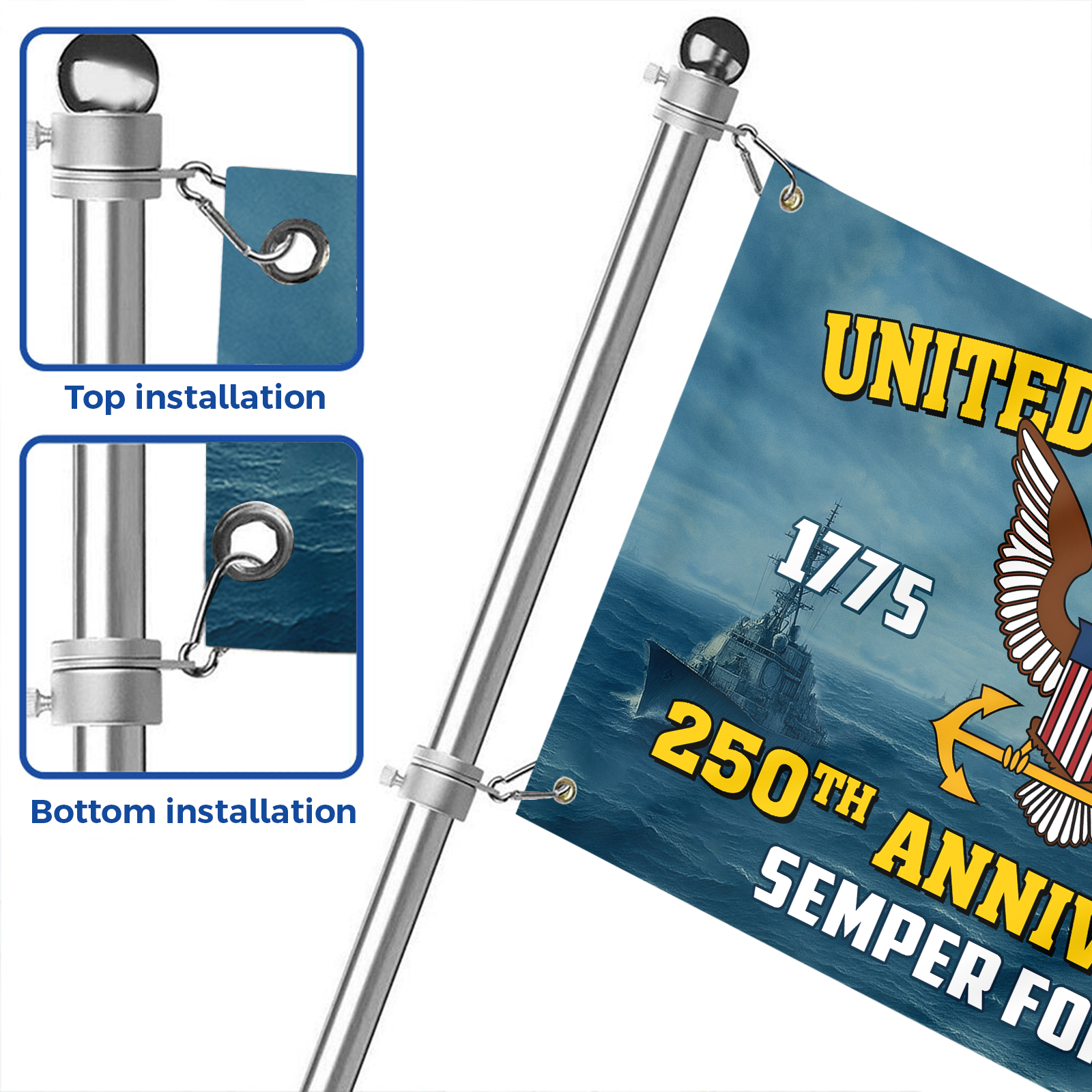 Navy 250th Anniversary House Flag