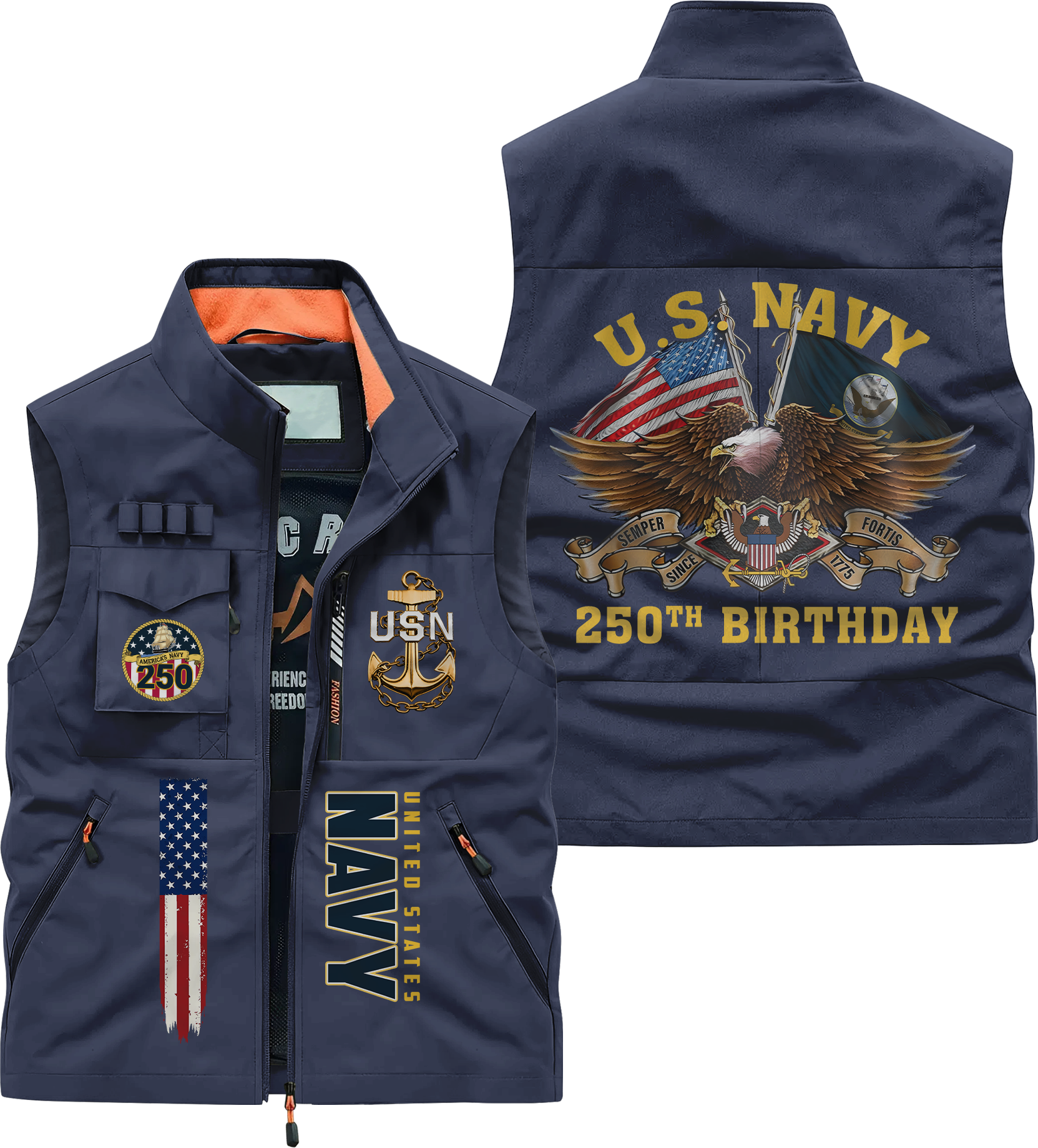 Navy 250th Anniversary Pocket Vest