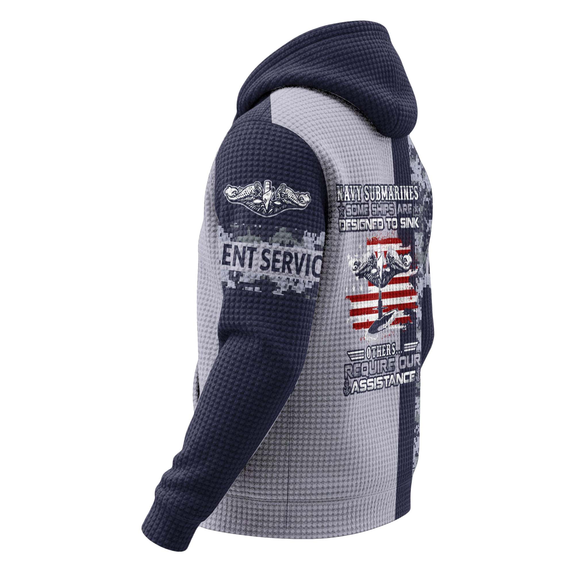 Navy Submarine Quarter Zip Waffle Hoodie