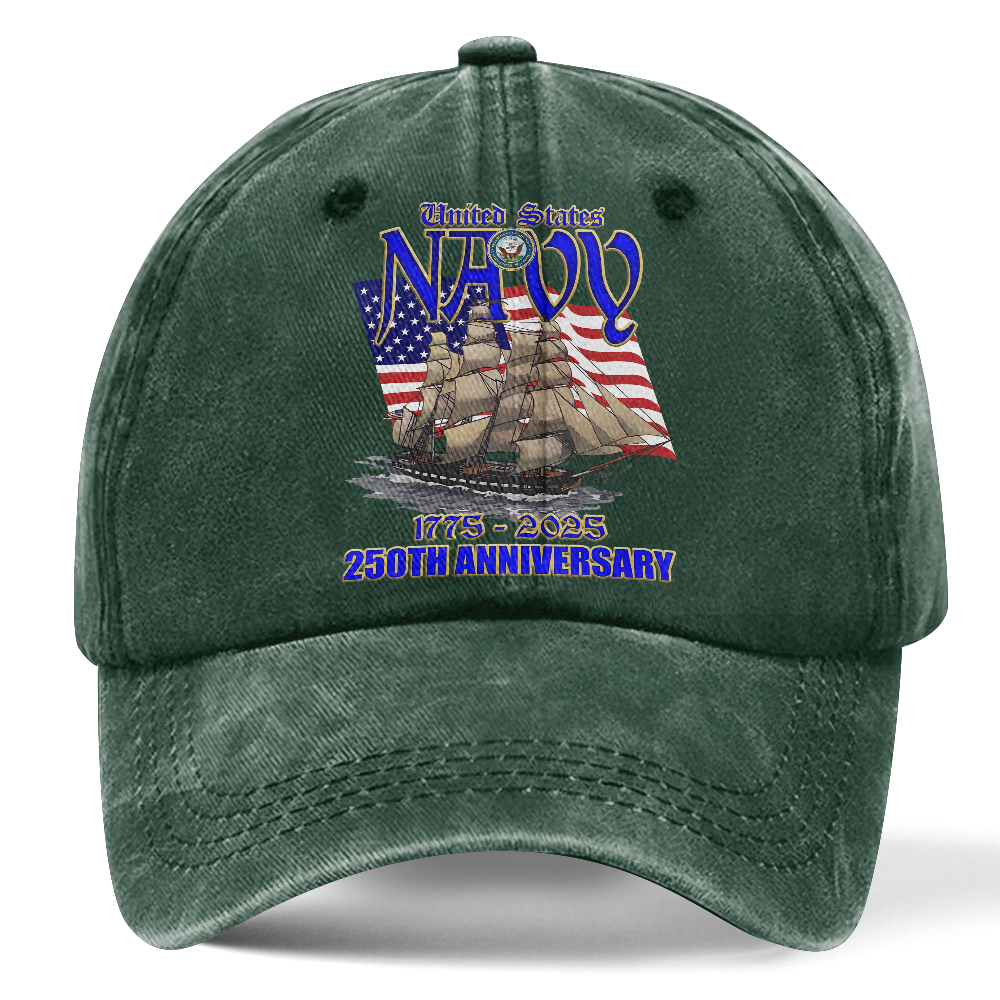 Personalizable Navy 250th Anniversary Washed Cap